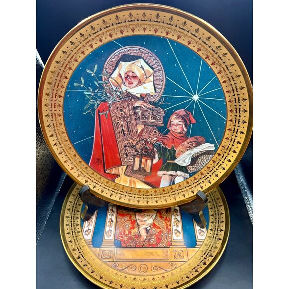 Vintage The Classic Christmas Collection Set of 4 J.C. Leyendecker Plates #4099 - Picture 3 of 7